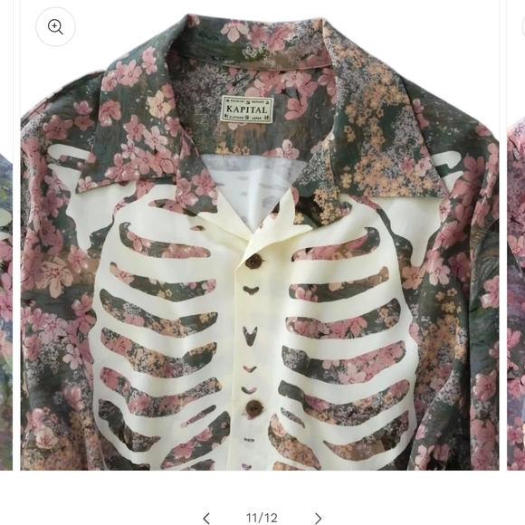 Kapital Sakura Aloha Bone Print Shirt - Khaki - Picture 8 of 9